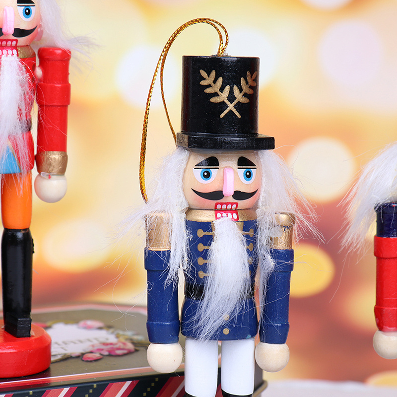 OEM 1PCS 12cm Nutcracker Puppet Desktop Decor Christmas Ornaments Cartoons Drawing Walnuts Soldiers Band Dolls Nutcracker Miniatures