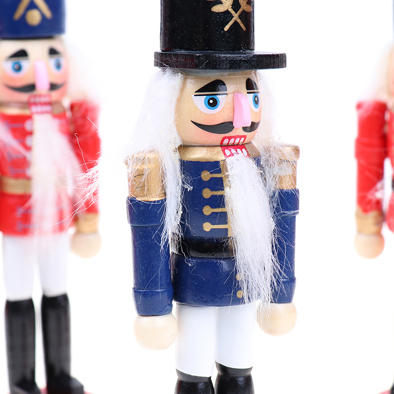 OEM 1PCS 12cm Nutcracker Puppet Desktop Decor Christmas Ornaments Cartoons Drawing Walnuts Soldiers Band Dolls Nutcracker Miniatures