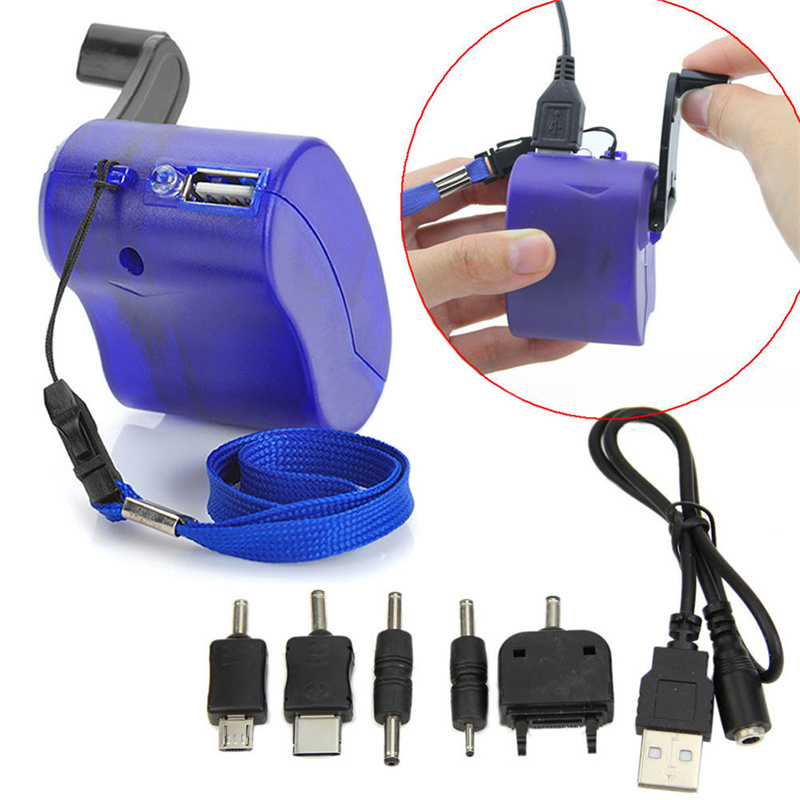 Free Ship Mobile Phone Emergency Power USB Hand Crank Charger Electric Generator Universal Mobile Charge Hand Dynamo Charging OEM