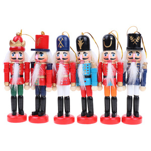 OEM 1PCS 12cm Nutcracker Puppet Desktop Decor Christmas Ornaments Cartoons Drawing Walnuts Soldiers Band Dolls Nutcracker Miniatures