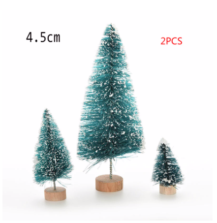 OEM 1-10pcs/lot Small DIY Christmas Tree Fake Pine Tree Mini Sisal Bottle Brush Christmas Tree Santa Snow Frost Village House