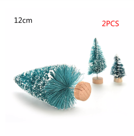 OEM 1-10pcs/lot Small DIY Christmas Tree Fake Pine Tree Mini Sisal Bottle Brush Christmas Tree Santa Snow Frost Village House