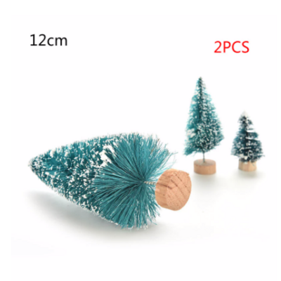 OEM 1-10pcs/lot Small DIY Christmas Tree Fake Pine Tree Mini Sisal Bottle Brush Christmas Tree Santa Snow Frost Village House