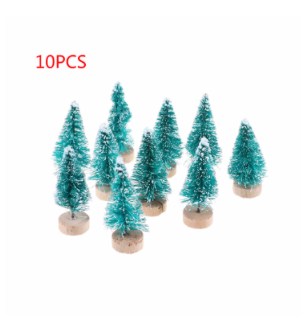 OEM 1-10pcs/lot Small DIY Christmas Tree Fake Pine Tree Mini Sisal Bottle Brush Christmas Tree Santa Snow Frost Village House