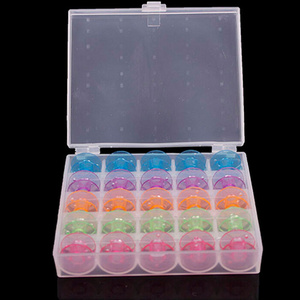 OEM 25Pcs/Set Empty Bobbins Sewing Machine Spools Colorful Plastic Case Storage Box Needlework Tool For Brother Janome Singer Elna