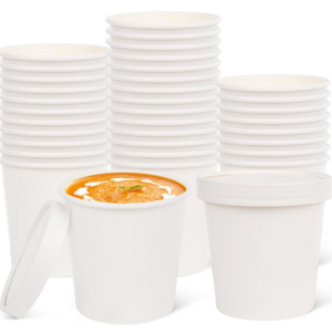 16oz Disposable Soup bowls Paper Food Cup With Lids To Go Hot Soup Bowls Heavy Duty Serving Bowls For Hot Cold Food