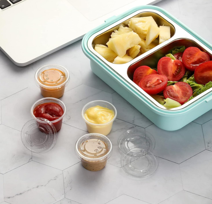 Salad Dressing Container Small Plastic Containers with Lids Airtight and Stackable Portion Cups Dipping Sauce Cups plastic cup