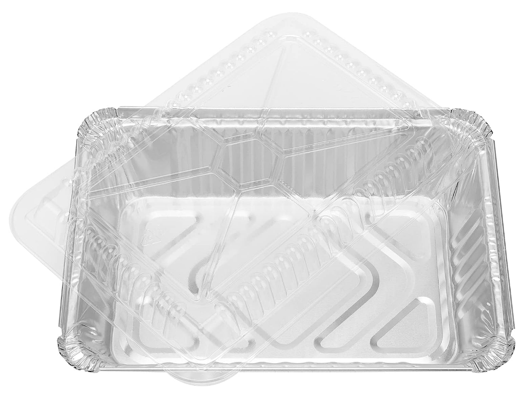 Catering Baking BBQ Party 650ml Aluminum Disposable Foil Pans Aluminum Foil Food Containers with Lids Takeout Foil Pan Tray