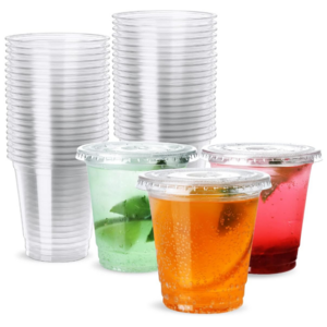 8oz Plastic Cups with Lids 100 Pack Disposable Clear Cups with Straw Lids for Lemonade Coffee Cold Drink Containers To-go Cups