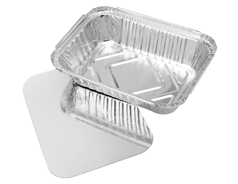 Catering Baking BBQ Party 650ml Aluminum Disposable Foil Pans Aluminum Foil Food Containers with Lids Takeout Foil Pan Tray