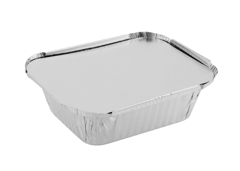 Catering Baking BBQ Party 650ml Aluminum Disposable Foil Pans Aluminum Foil Food Containers with Lids Takeout Foil Pan Tray