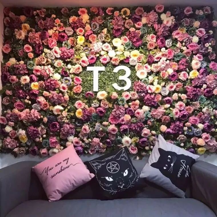 luxury artificial flower wall panel 3D fake flower decoration for wedding restaurant mall wall decorative