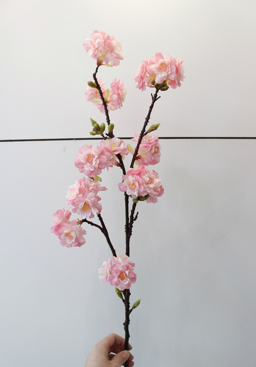 Factory Latest 4 Branches Artificial Flowers Cherry Blossom White Pink Cherry Tree Accessories Decorative Flowers Artificial