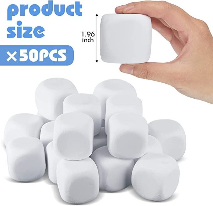 White Blank Dice Eva Foam Dice  Foam toy Blocks for Crafts Building Foam Cubes for Crafting Game