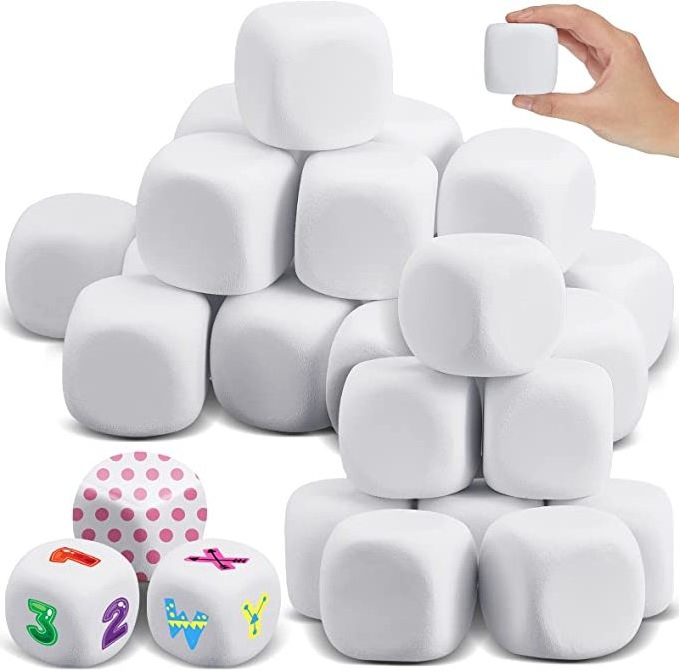 White Blank Dice Eva Foam Dice  Foam toy Blocks for Crafts Building Foam Cubes for Crafting Game