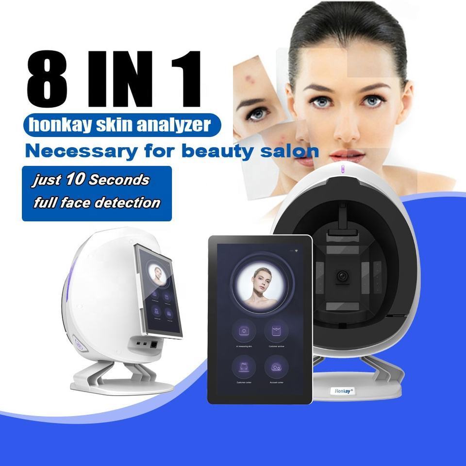 Newest 3D visia skin analysis AI Smart Skin Detector 8 Spectrum Digital Magic Mirror Skin Detection Analyzer