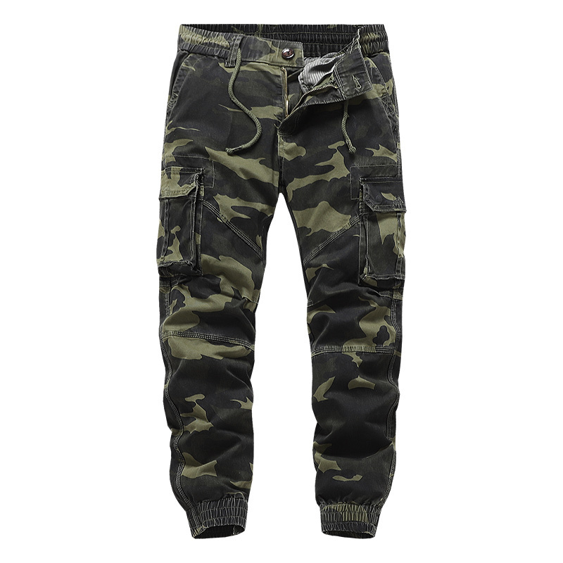 Mens Tactical Cargo Pants Blue Black Jogger Pants Multi Pockets Cotton Casual Full Length Men's Cargo Pants