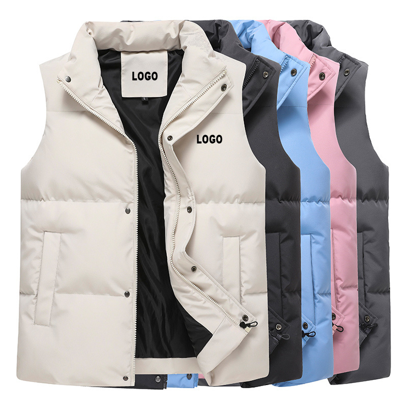 Autumn and winter high quality casual vest solid sleeveless plus jacket thickened warm custom men bubble puffer gilets vest