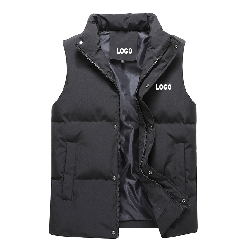 Autumn and winter high quality casual vest solid sleeveless plus jacket thickened warm custom men bubble puffer gilets vest