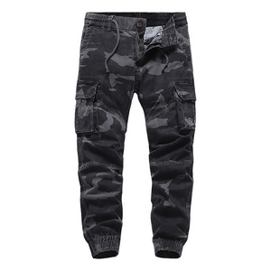 Mens Tactical Cargo Pants Blue Black Jogger Pants Multi Pockets Cotton Casual Full Length Men's Cargo Pants