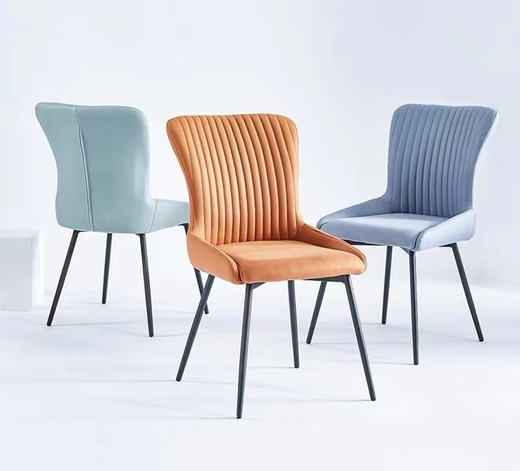 New Design Nordic Dining Chair Living Room Chair and Weeding Chair fabric seat metal leg with powder coating