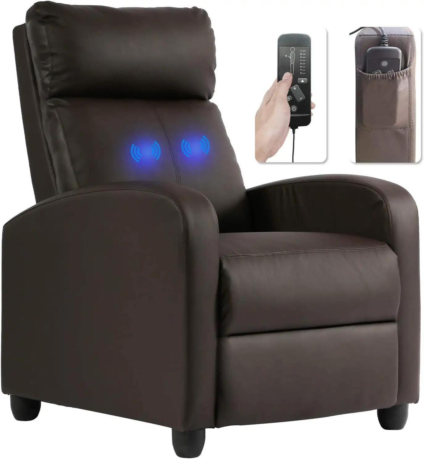 XIHAO Winback Massage Single Sofa Modern Pu Leather Reclining Chair Easy Lounge Curved Recliner Sofa Electric