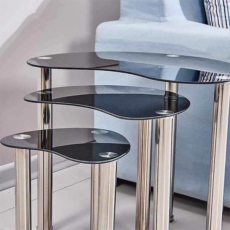 Modern Design Household Furniture Glass Top Metal Coffee Table With Chrome Legs