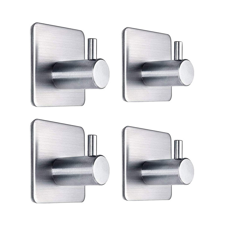 Strong Sticky Wall Self-Adhesive Stainless Steel Robe Hooks Kitchen Bedroom Bathroom Coat Clothes Towel Hanging Door Mounted Box