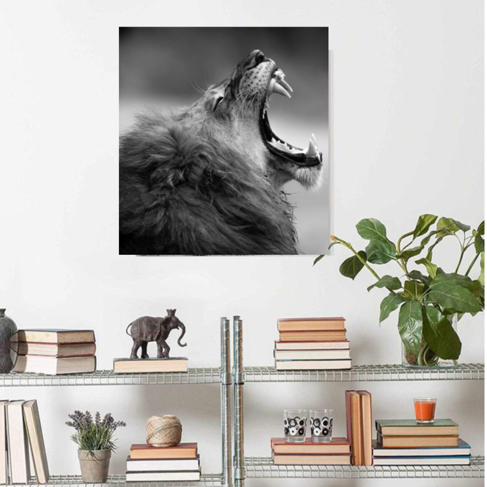 Modern Funny Dog Canvas Wall Art Toughened Glass Wall Mural of Animal Art for Living Room Bedroom Office Home Decoration