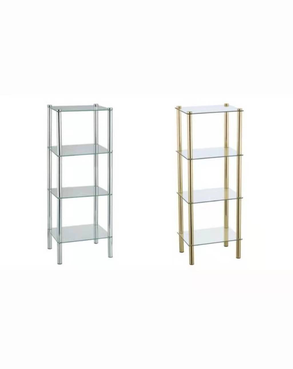 Home Bathroom Storage Steel Rack 3 Tier Glass Corner Shelf