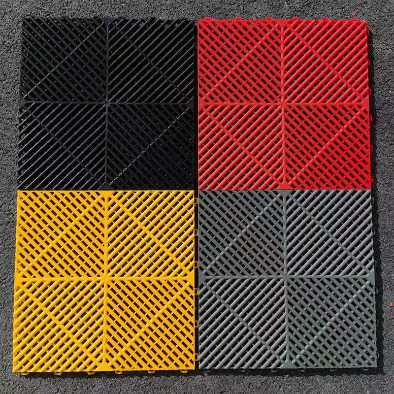 CE 400x400x18mm Anti-Slip PP Interlocking Plastic Garage Floor Tiles Vented and Removable Mats for Car Wash