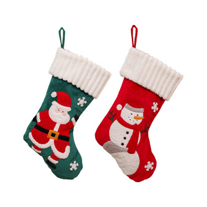 Christmas supplies large embroidered elderly snowman Christmas stockings fireplace decoration gift