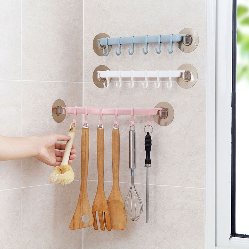 Kitchen wall hanging hook PVC non punching and non marking adhesive hook bathroom towel rack