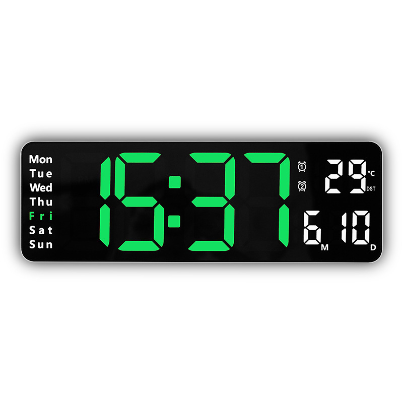 13-inch simple living room wall clock multi-function same screen display temperature week clock