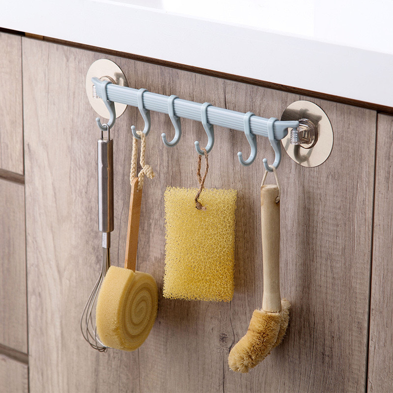 Kitchen wall hanging hook PVC non punching and non marking adhesive hook bathroom towel rack