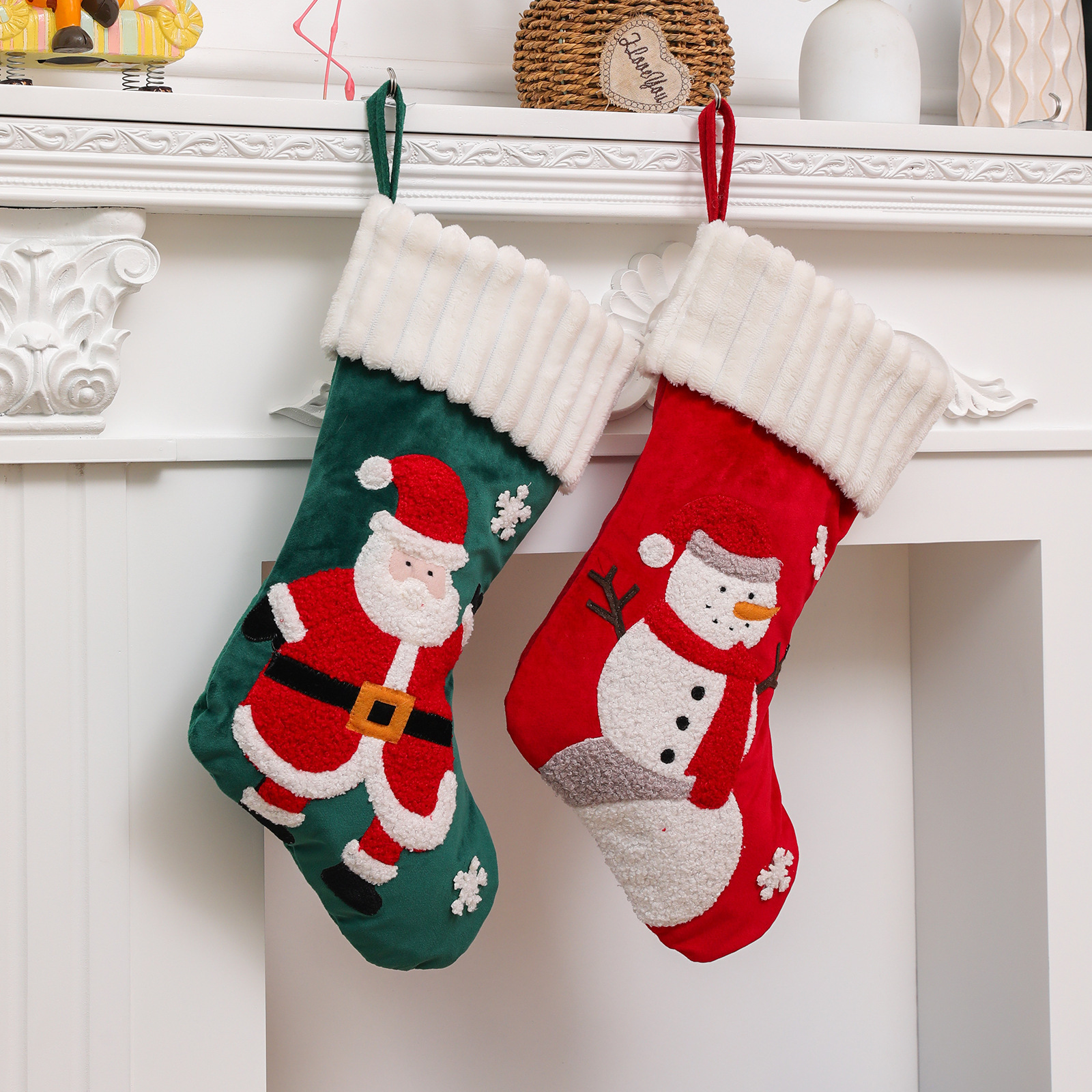 Christmas supplies large embroidered elderly snowman Christmas stockings fireplace decoration gift