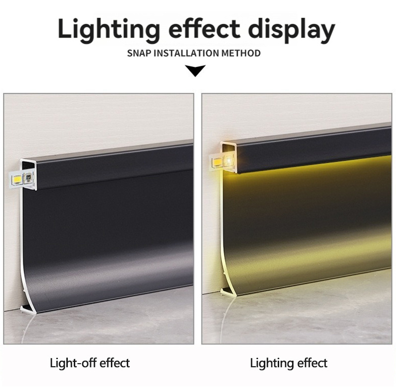 Flooring Accessories Baseboard Black Floor Skirting Light Line Led Aluminium Gold Skirting Board With Led Light