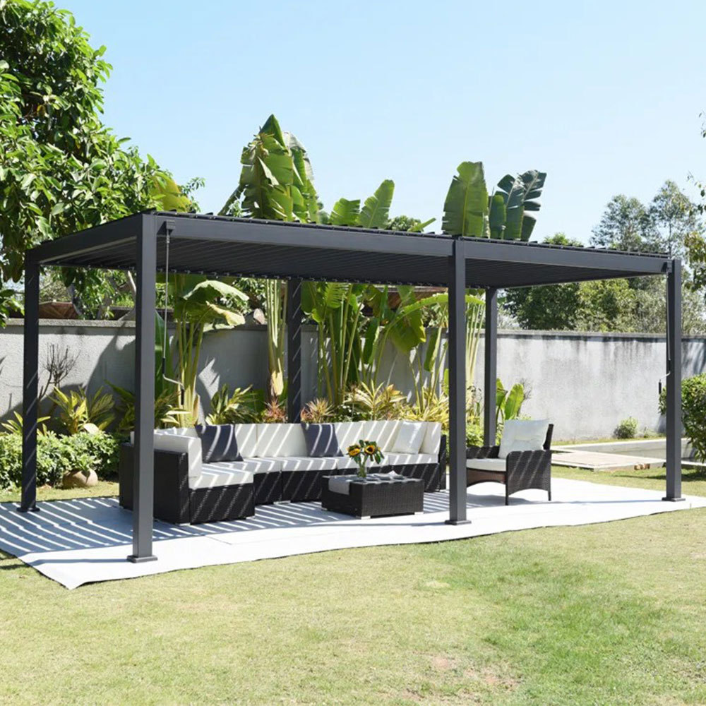 Install Easily Remote Control Pergola Outdoor Gazebo Garden Bioclimatic Aluminium Pergola With Sun Screen