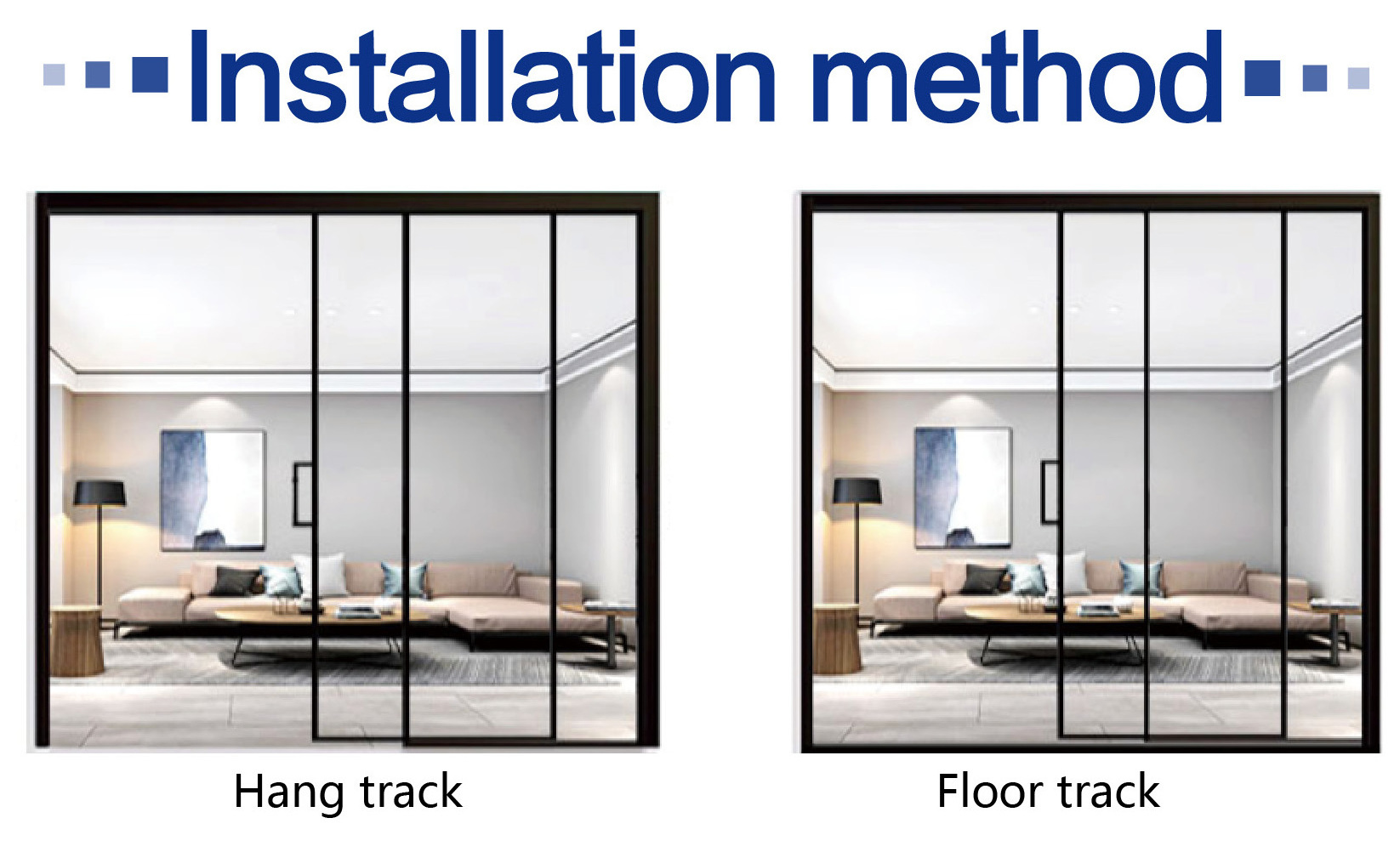 Sliding Doors Soundproof Internal 4 Panel Slim Black Frame Bottom Trackless Commercial Large Aluminum slim Sliding Glass Door