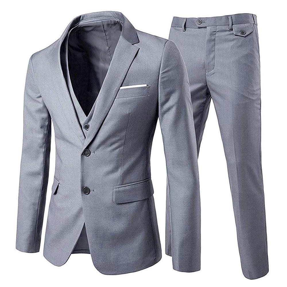 Mens Coat Vest Pants designs Wedding Suit Slim Fit Business Three Piece Sets Men Suit