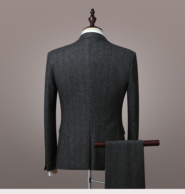 Top Grade Double-Breasted Slim Stripe  Suit Wedding Business Men Suits