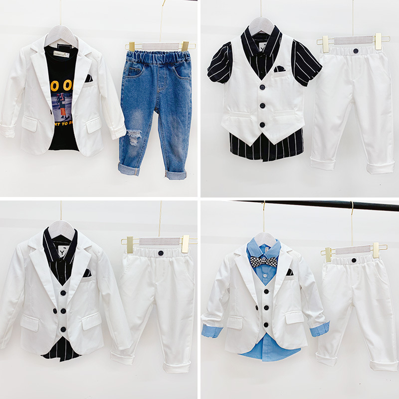 2019 Summer Wholesale Children Quality Clothes White Suit For Boys Children Kids Baba Suit