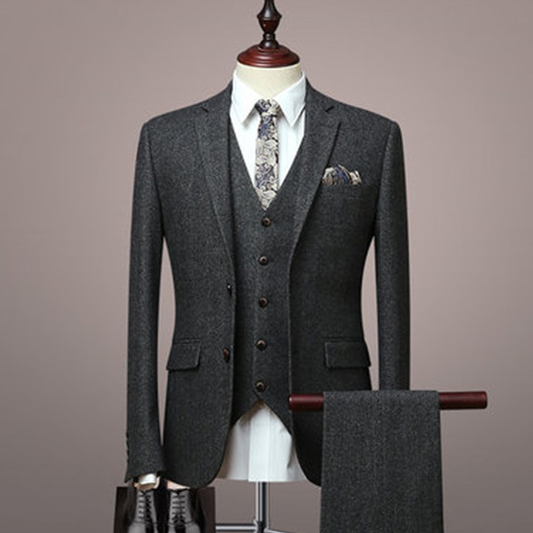 Top Grade Double-Breasted Slim Stripe  Suit Wedding Business Men Suits