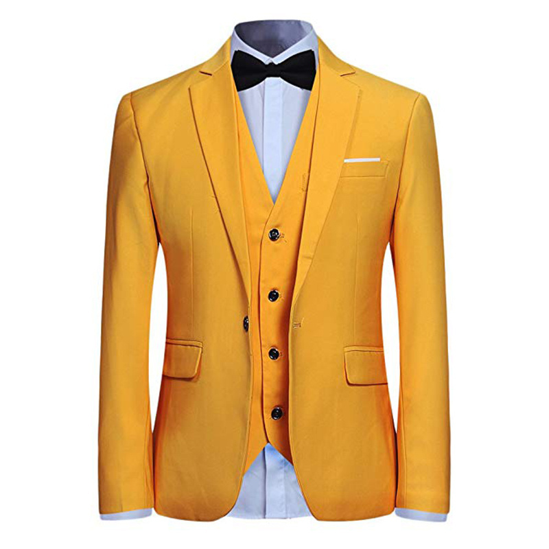 Top Grade Yellow Blazer Men Slim Fit Coat Pant Man Suit 3 Piece Mens Suit