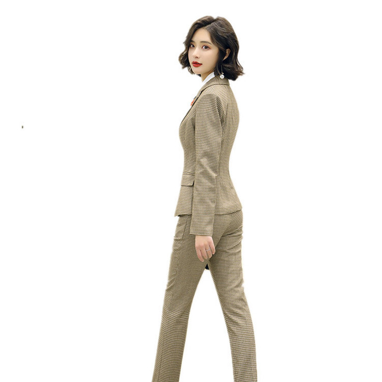 Elegant Wool Ladies Office Suit Styles Korean For Women Business Slim Suit Temperament Blazers Two Piece Set