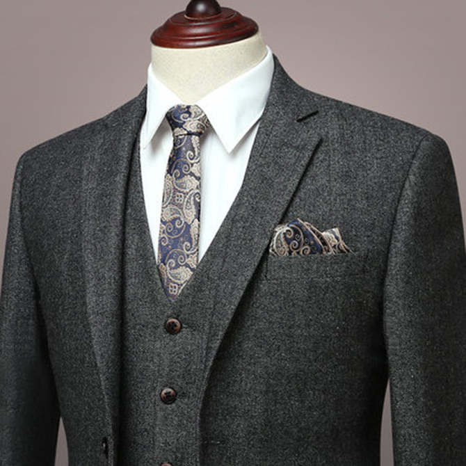 Top Grade Double-Breasted Slim Stripe  Suit Wedding Business Men Suits