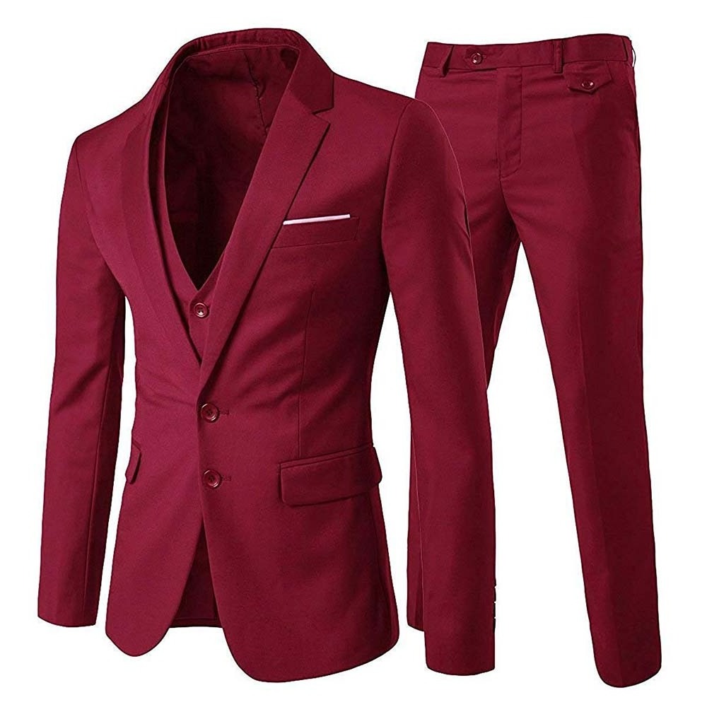 Mens Coat Vest Pants designs Wedding Suit Slim Fit Business Three Piece Sets Men Suit