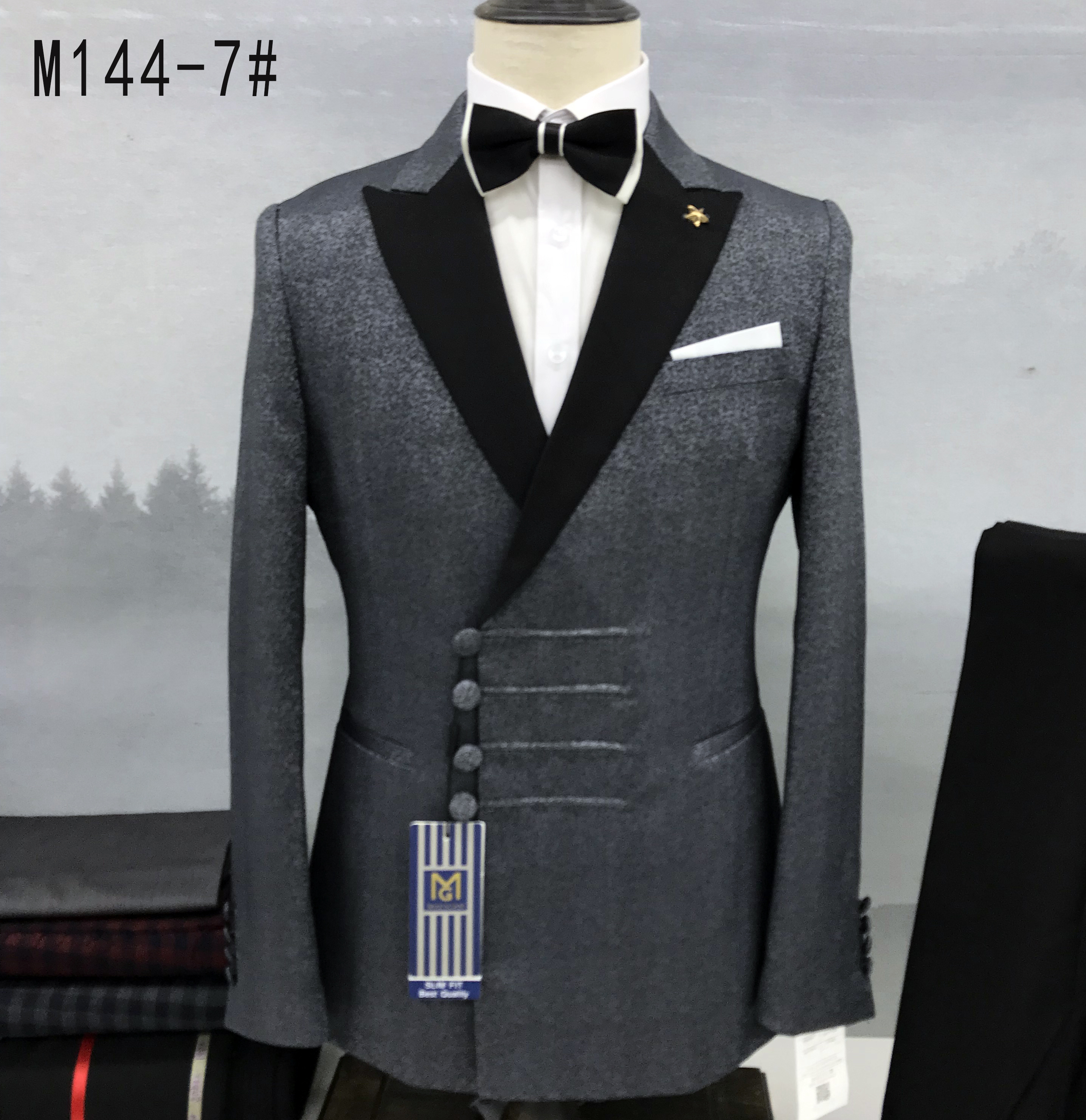 Latest Design Chinese Style Mens Suits Tailor-Made Tuxedo 2 Pieces Blazer Coat Wedding Party Groom Suits For Men