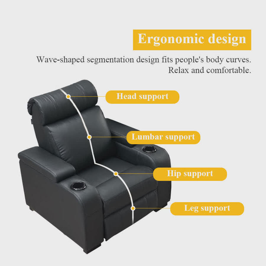 Xijiayi  Custom Multifunction Leather Reclining Movie Theater Seat, Leather Recliner Theater Seating, Electric Theater Seats