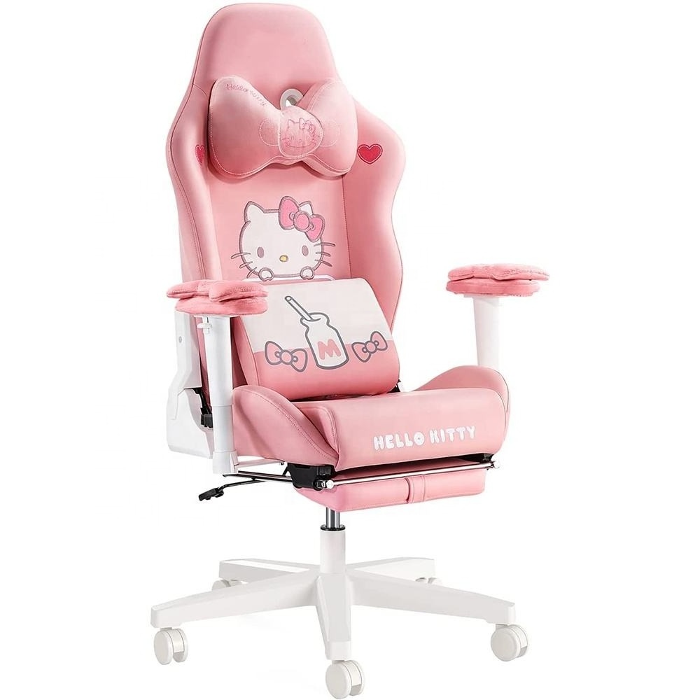 Europe hot PU leather cute High Back Ergonomic hello kitty gaming chair pink Computer Chair with Lumbar Support 2D ARMRESTS